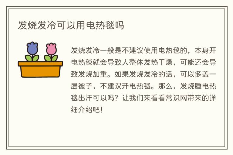 发烧发冷可以用电热毯吗